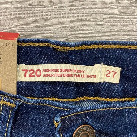 Levis 720 Jeans Womens 27 x 28 High Rise Super Skinny Medium Wash Stretch Denim - Picture 6 of 14